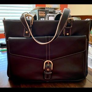 Heritage Black Leather Laptop Bag